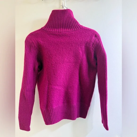 Moda International Magenta Cowl Neck Wool Sweater - Picture 2 of 4